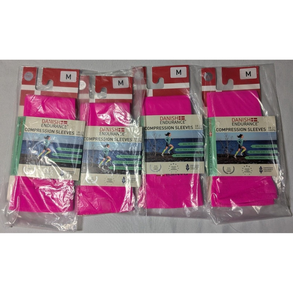DANISH ENDURANCE (4 Pack) Women Medium Pink 18-21 mmHg Compression‎ Sleeves NEW